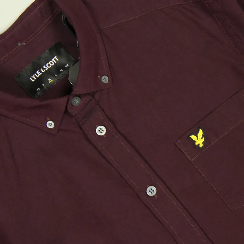 Lyle and Scott Light Weight Oxford Shirt - Glenshee Plum/Jet Black-1
